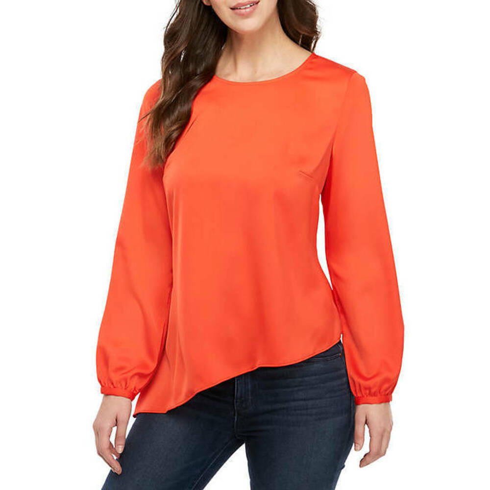 Rachel Rachel Roy February Susana Asymmetrical Blouse Neon Tigerlily Size S $139